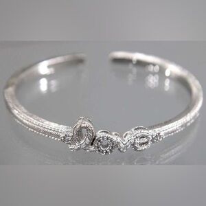 Judith Ripka Sterling Silver love hinged cuff Bracelet